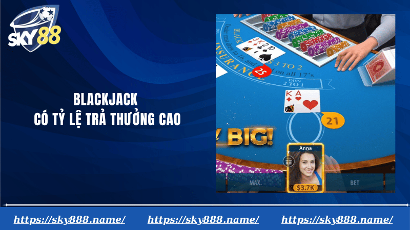 Blackjack có tỷ lệ trả thưởng cao
