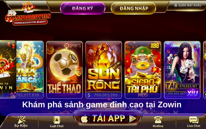 Khám phá sảnh game đỉnh cao tại Zowin